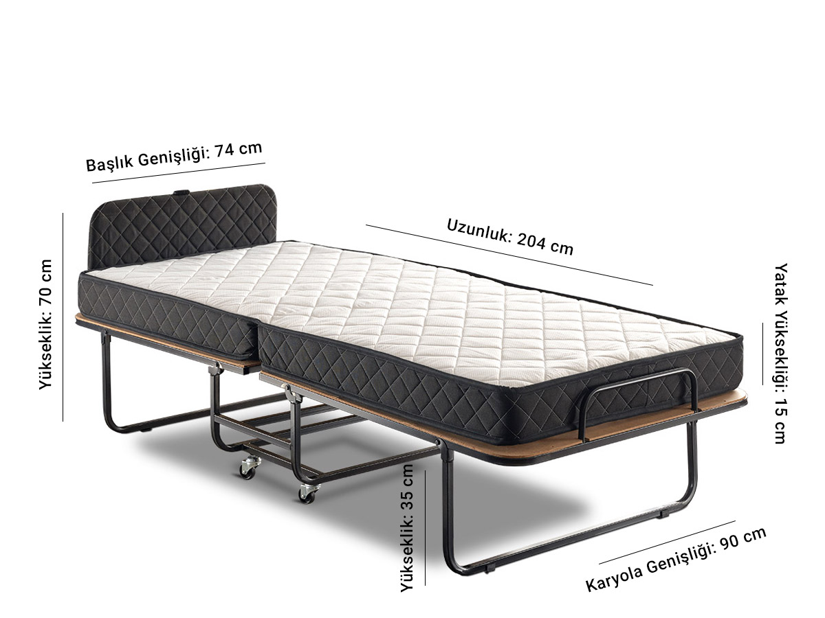 Niron XL Tek Kişilik Katlanır Yatak Somya Seti Türkiye