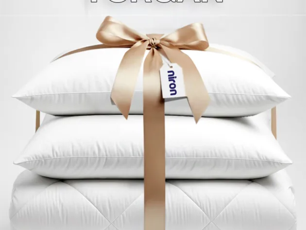 Niron Çift Kişilik Yorgan + 2 Adet Yastık Seti – 195x215 cm 4 Mevsim Mikrofiber Konfor